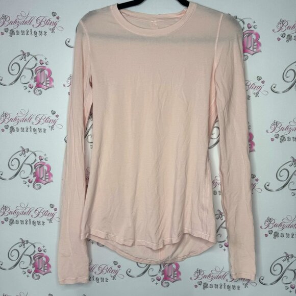 lululemon athletica Tops - Lululemon long sleeve stretchy pink top logo on back soft buttery workout yoga